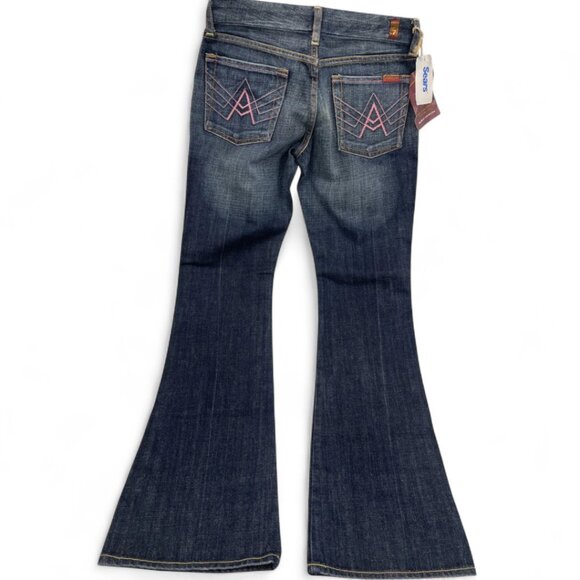 7 For All Mankind Flare Size 29 USA Made Denim Jeans 30 x 32 NEW Dead Stock VTG - Picture 15 of 15